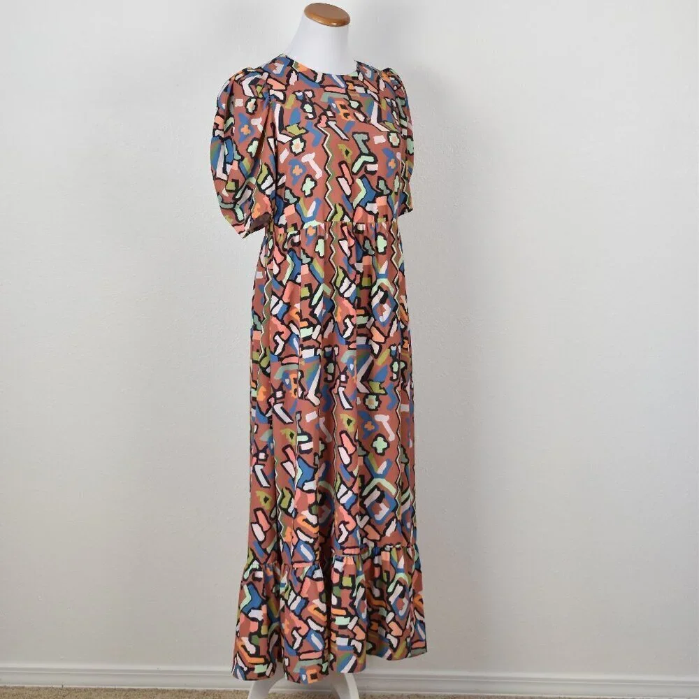 CROSBY Mollie Burch Abstract Printed Maxi Midi Dress - S - Picture 7 of 8